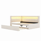 Upholstered Platform Bed Frame With USB Ports, LED Lighting And 2 Storage Drawers - Full/Twin