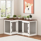 L Shape Corner Dog Crate Furniture For 2 Dogs, 58.7X41.1