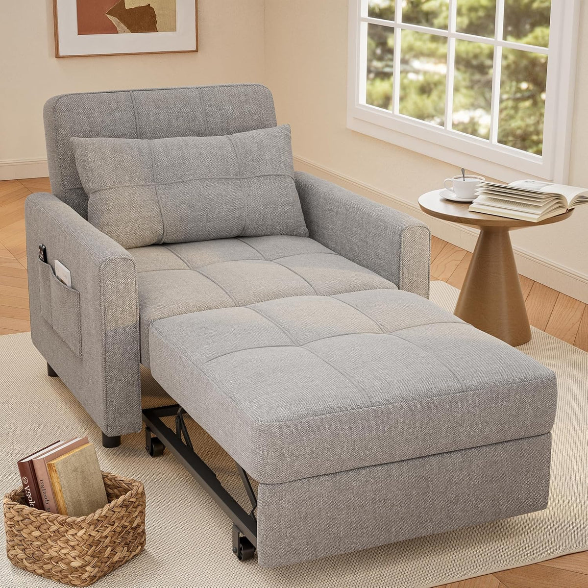 3-in-1 Convertible Pullout Sleeper Chair Bed - 75in x 26in x 17in