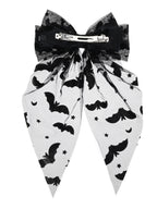 Way to Celebrate Halloween Women's Sheer Bat Hair Bow, Black, 1 Piece, Barrette Hair Clip