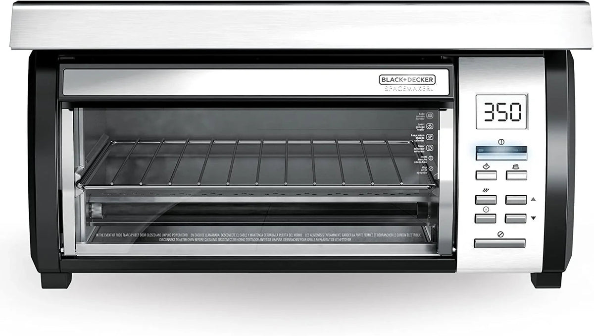 BLACK DECKER SpaceMaker Under Counter Toaster Oven, Digital Controls, Black/Stainless Steel, Fits 9 in Pizza Or 4 Slices
