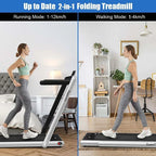 2 In 1 Folding Treadmill, 2.25 HP, 40 in x 16 in Running Area, Dual Display And App Control