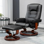 AVAWING Faux Leather Swivel Massage Recliner Chair With Ottoman - Black