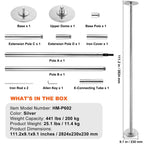 KFFKFF Dance Pole Set, 45mm Stainless Steel, Silver - HM-590S