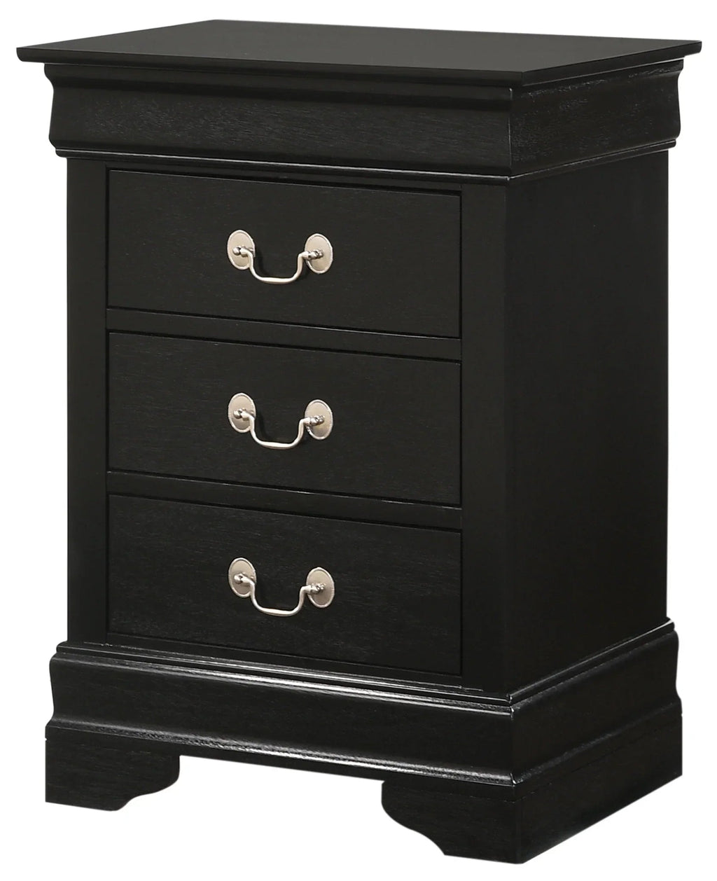 Glory Furniture Louis Phillipe 3 Drawer Nightstand, Black - G3150-3N