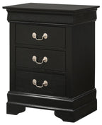 Glory Furniture Louis Phillipe 3 Drawer Nightstand, Black - G3150-3N