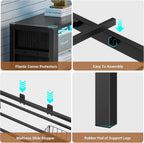 Hasuit Full Metal Corner Bed Frame With 2 Storage Drawers, Bookcase Headboard, Charging Station And LED Lights - Black