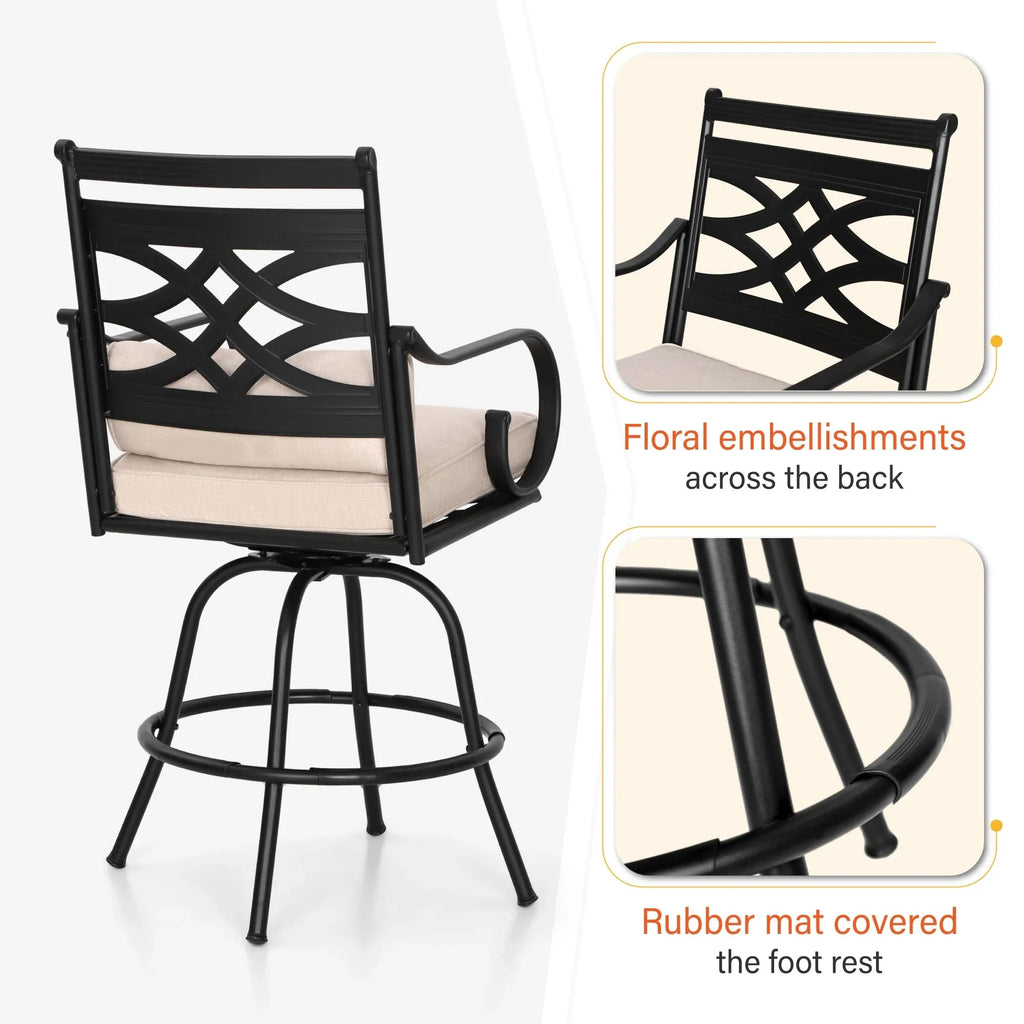 Sophia & William 2 Piece Patio Swivel Bar Stools With Cushions