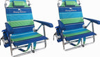 Tommy Bahama 2-Pack Backpack Beach Chairs With Storage Pouch And Towel Bar - 8 Positions, 250 Lbs