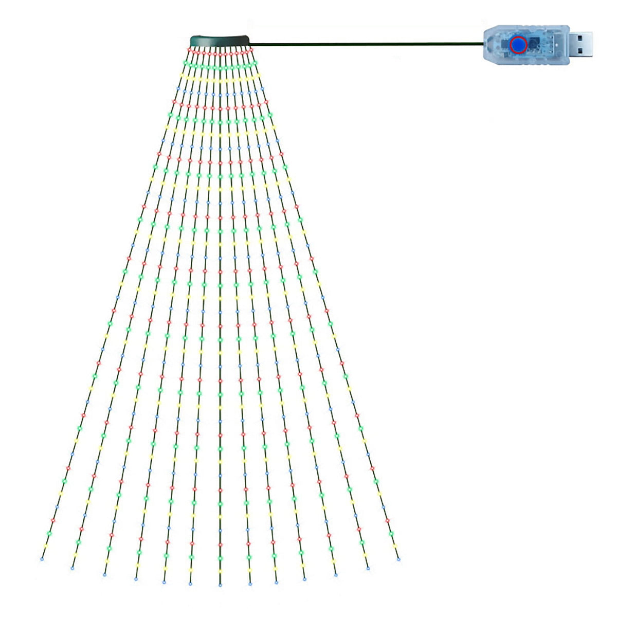 AYktou Christmas Tree Lights 6.56ft 16 Lines LED Waterfall Lights Waterproof Xmas Tree Topper Lights with Remote and USB Powered Christmas Lights for Halloween Xmas Year Holiday