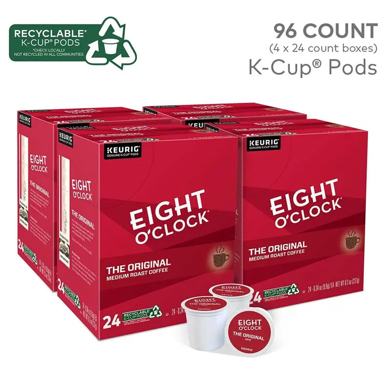 Eight O'Clock Coffee The Original Medium Roast Recyclable K-Cup Pods, 96 Count
