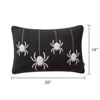 My Texas House Halloween Hanging Spiders Oblong Decorative Pillow, Black and Ivory, 14" x 20"