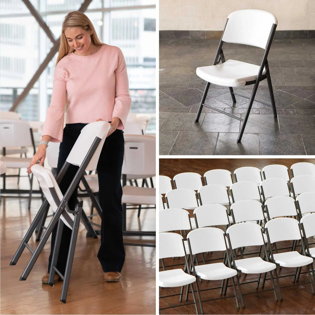 Lifetime 4 8-Foot Rectangle Folding Tables And 32 Chairs Set, White Granite - 80147