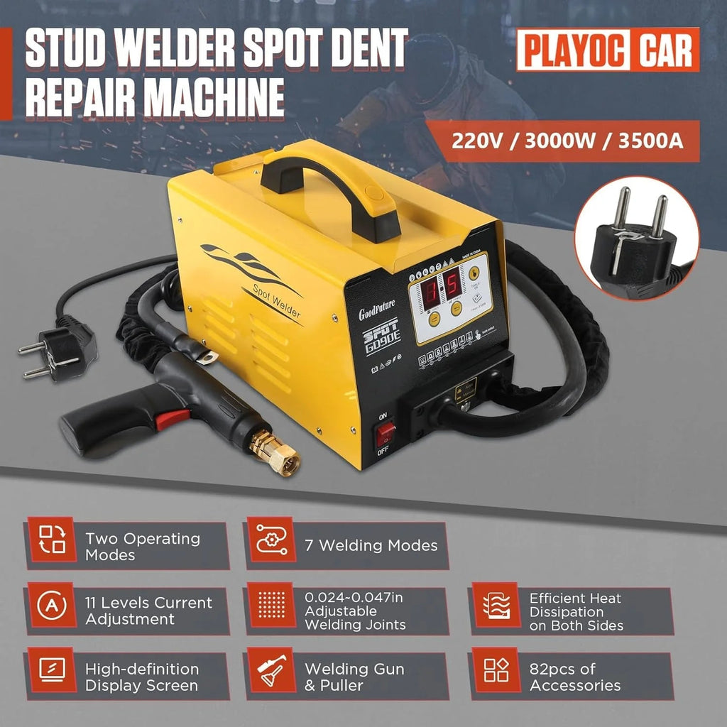 PLAYOCCAR Vehicle Panel Spot Dent Puller Welder 110V, 3500A, 3KW - PLAYOCCAR