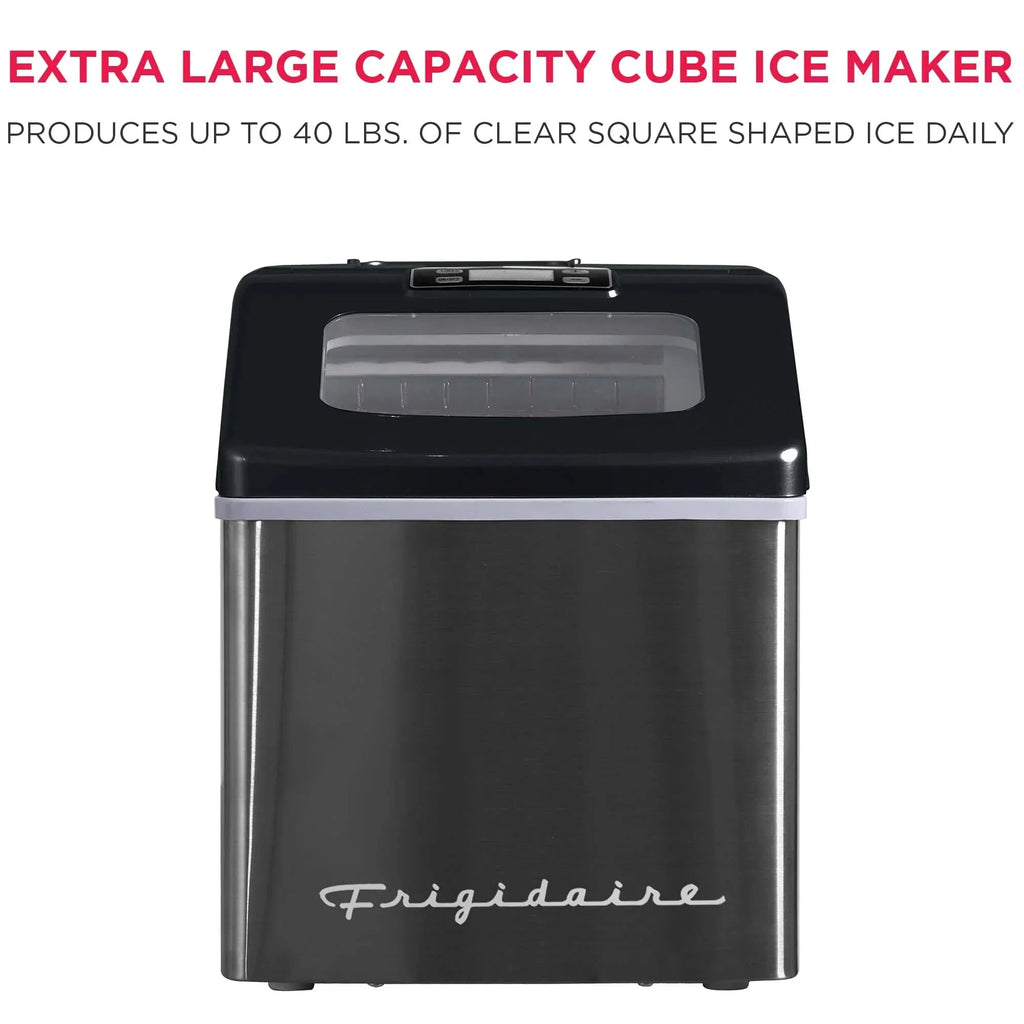 Frigidaire Countertop Clear Square Ice Maker, 40 lbs. Per Day - Stainless Steel