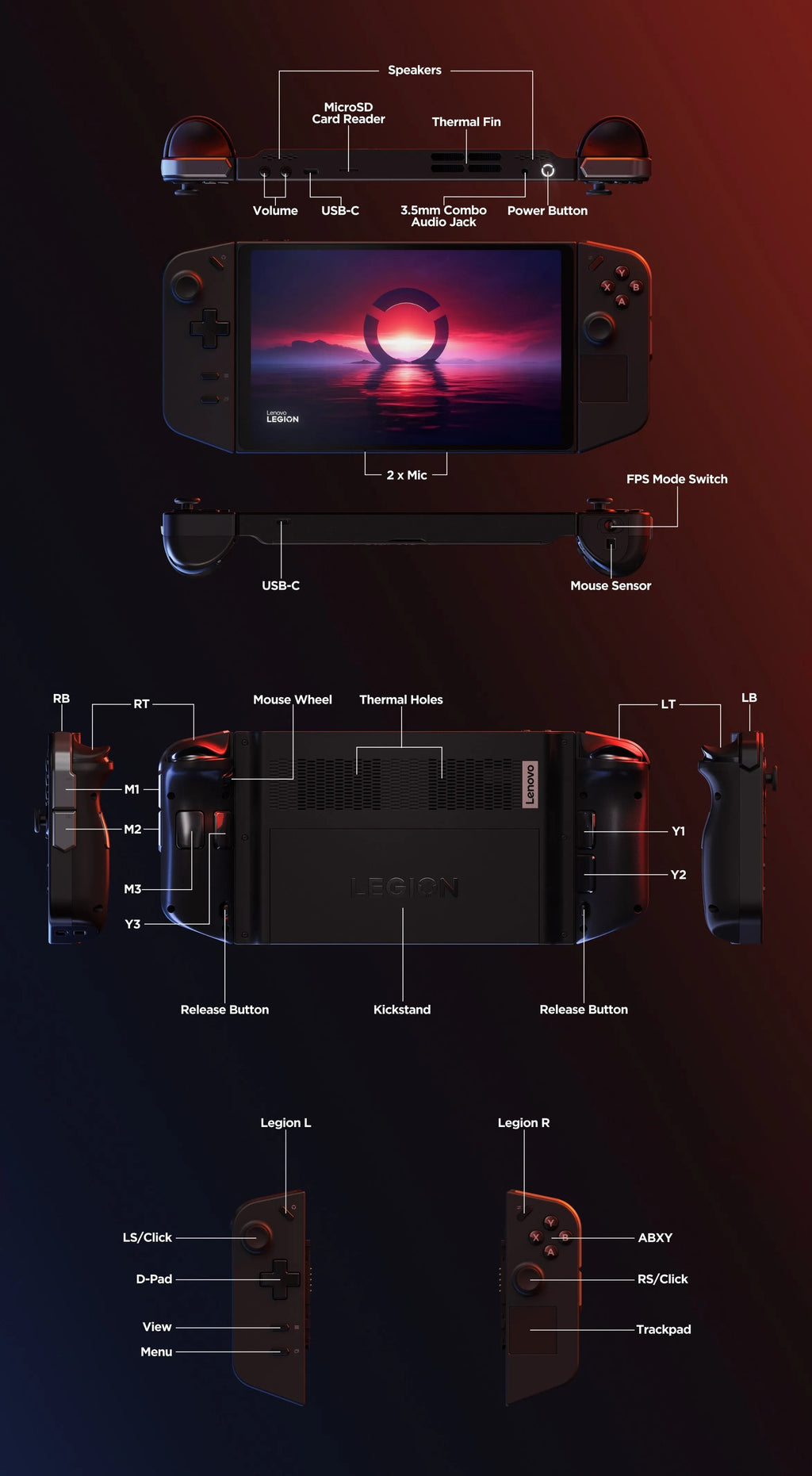 Lenovo Legion Go 8.8in 144Hz WQXGA Gaming Handheld, AMD Ryzen Z1 Extreme, 16GB, 512 GB SSD - Legion Go