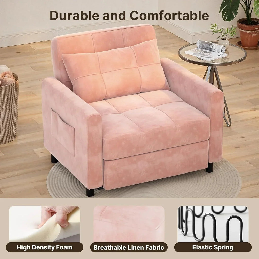 3-in-1 Convertible Pullout Sleeper Chair Bed - 75in x 26in x 17in