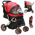 Dextrus 4-Wheel Foldable Pet Stroller With 7-inch Front And 10-inch Rear Wheels, 48.5 lbs Capacity