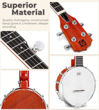 Vangoa 26 Inch Mini Travel Banjo With Remo Head And Beginner Kit