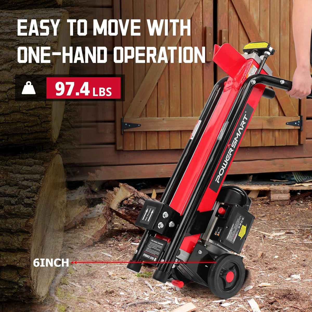Electric Log Splitter 7-Ton, 15 Amp, Horizontal Full Beam Design With Steel Wedge