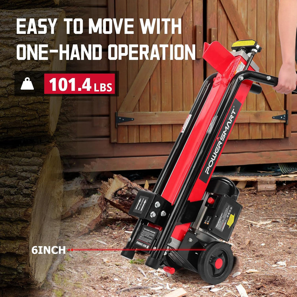 Electric Log Splitter 7-Ton, 15 Amp, Horizontal Full Beam Design With Steel Wedge