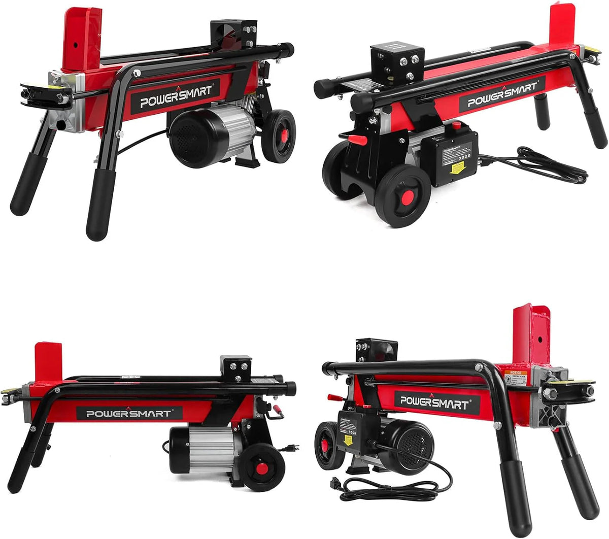 Electric Log Splitter 7-Ton, 15 Amp, Horizontal Full Beam Design With Steel Wedge
