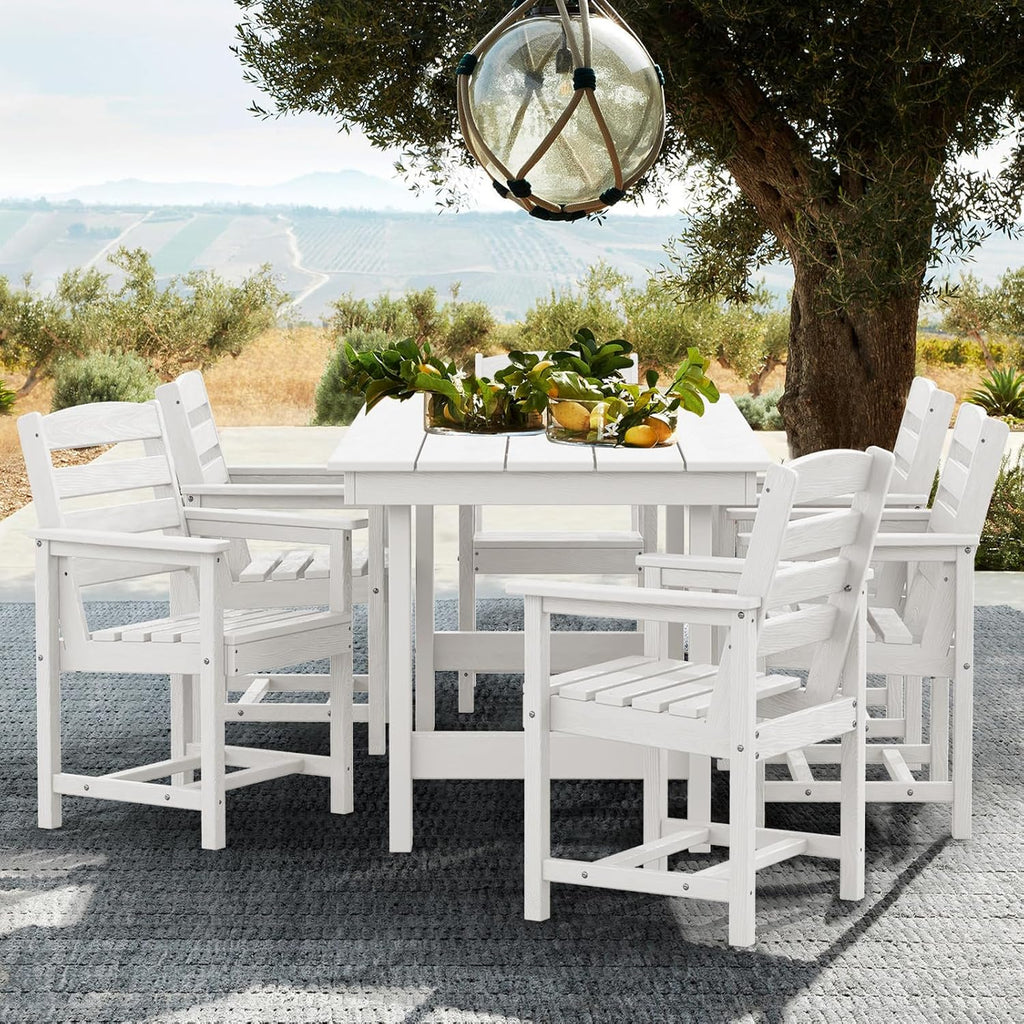 SERWALL 7-Piece HDPE Patio Dining Set, Aruba, 66.9in D x 32.2in W x 29.1in H