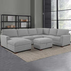 Thomasville Fabric Sectional With Storage Ottoman, 4-Piece, Gray - Langdon