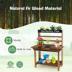 DORTALA Kids Potting Bench Mud Kitchen, Fir Wood, 4 Pots, 28 x 16 x 36 in