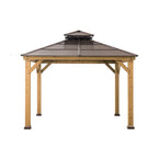 10 x 10 ft Cedar-Framed Gazebo With Steel 2-Tier Hip Roof Hardtop