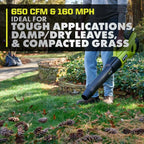 RYOBI 40V HP Brushless WHISPER SERIES 650 CFM 160 MPH Leaf Blower Cordless with 4.0 Ah Battery and Charger