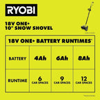 RYOBI 18V ONE+ 10" Snow Shovel Kit - Throws Snow Up to 25' Away