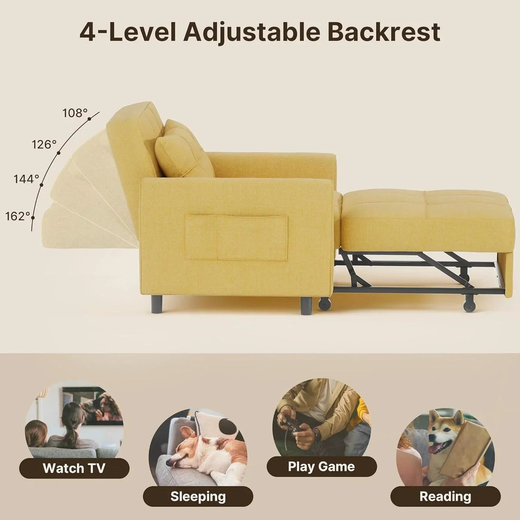 3-in-1 Convertible Pullout Sleeper Chair Bed - 75in x 26in x 17in