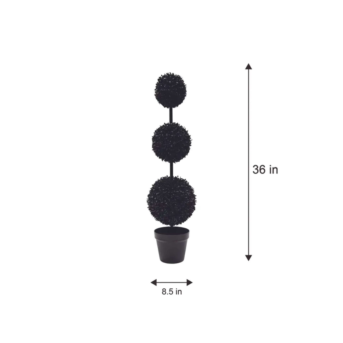 My Texas House Halloween 3-Ball Artificial Black Topiary, 3'