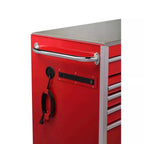 Heavy-Duty 72 in W x 24 in D 15-Drawer Mobile Workbench With Stainless Steel Top - Red