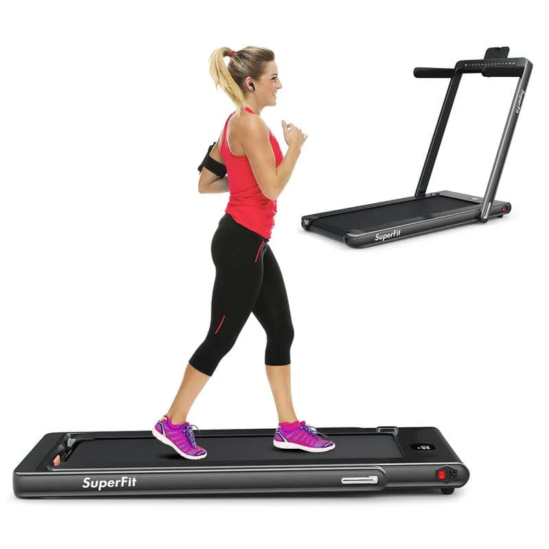 2 In 1 Folding Treadmill, 2.25 HP, 40 in x 16 in Running Area, Dual Display And App Control