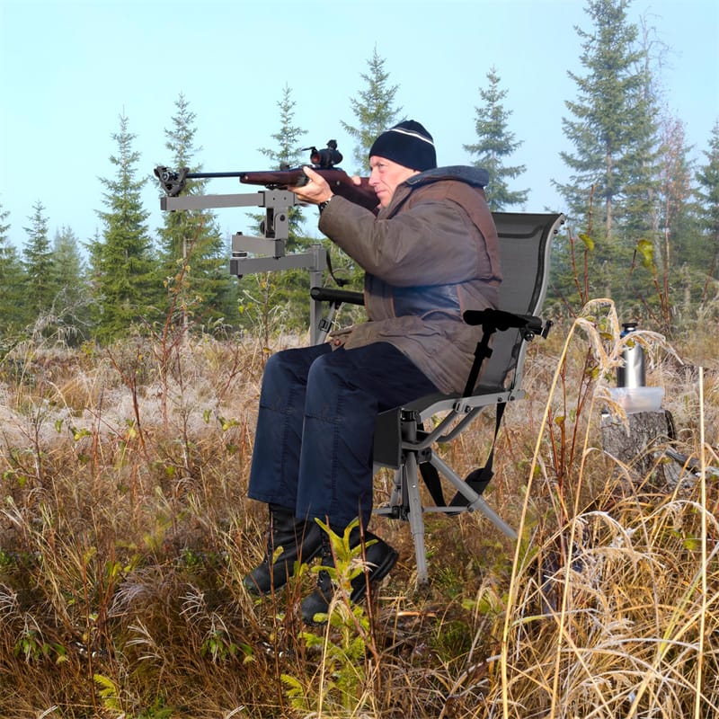360 Swivel Hunting Chair With Adjustable Gun Holder, Armrests And 330 lbs Capacity - Black/Grey