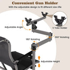 360 Swivel Hunting Chair With Adjustable Gun Holder, Armrests And 330 lbs Capacity - Black/Grey