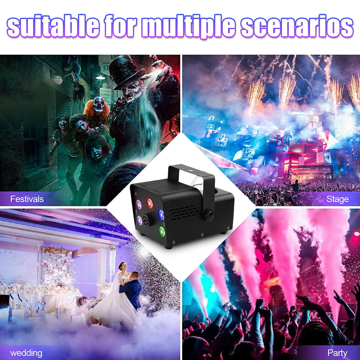 Wondnuga Halloween Fog Machine Smoke Machine 550W 3-in-one RGB Light Beads Smoke Machine Remote Control for Halloween Party Wedding
