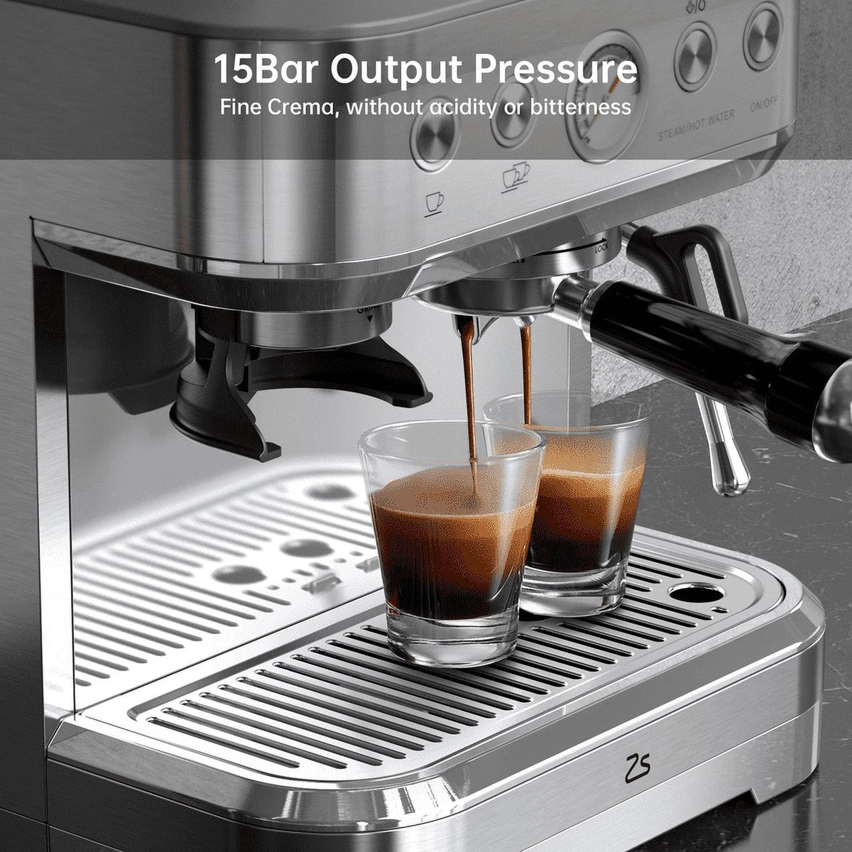 Entcook Espresso Machine With Grinder And Milk Frother, 15 Bar 2.5 L