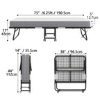 Folding Rollaway Guest Bed With 75in x 31in Cot Mattress And 5in Memory Foam