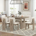 7-Piece Dining Set With Rectangular Trestle Table And 6 Upholstered Chairs
