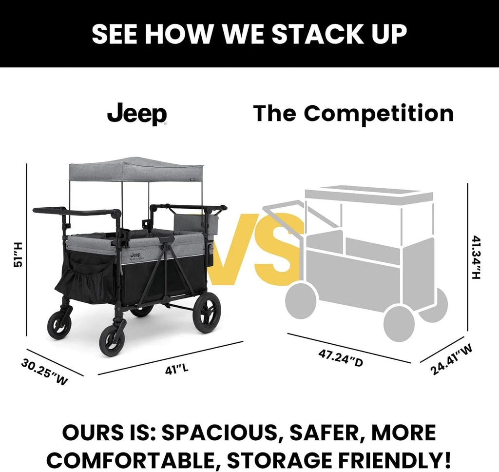 Jeep Wrangler Deluxe 4 Seater Stroller Wagon - Grey
