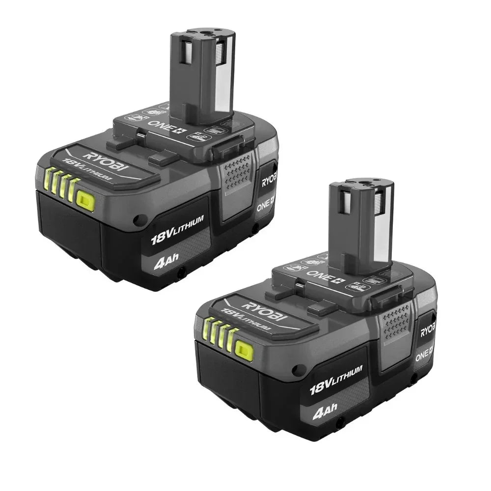 RYOBI 18V ONE+ 4AH Lithium Battery (2-Pack) - Integrated LED Fuel Gauge