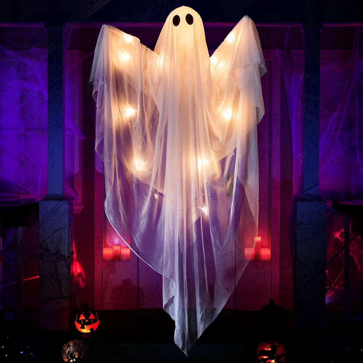 Joyfy 47" Halloween Hanging Light up Ghost Decorations Outdoor