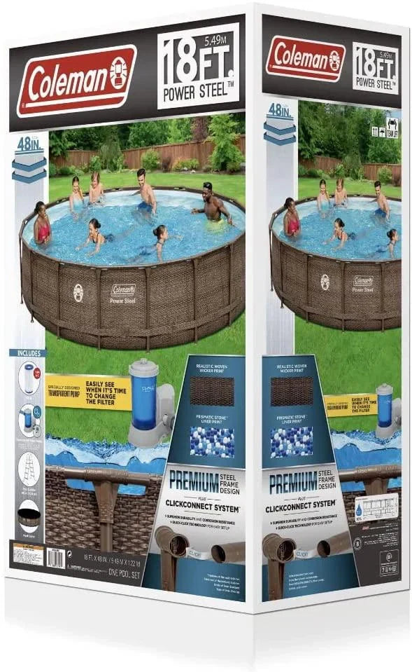 Coleman Power Steel Frame Above-Ground Swimming Pool Set 18 x 48