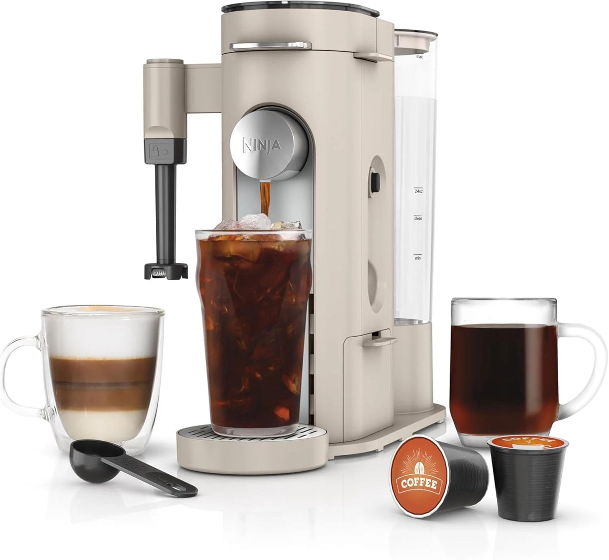 Ninja Pods & Grounds Single-Serve Coffee Maker, 56-oz. Reservoir, Stone - PB041ST