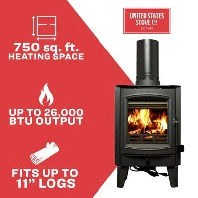 US Stove Tiny Wood Stove 750 Sq. Ft. - TH-100