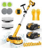 qimedo 2-in-1 Cordless Electric Mop And Power Scrubber, 6000mAh, 800RPM - M1 YD-QJS1804SS-PRO1