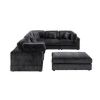 6-Piece Corduroy Upholstered L-Shaped Modular Sectional Sofa
